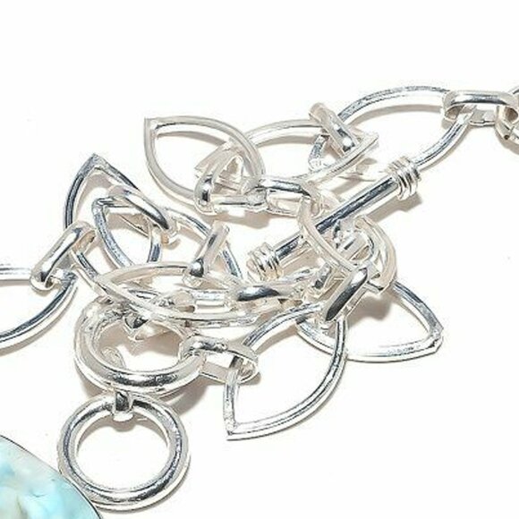 NEW - Caribbean Larimar Stone Sterling Adjustable Necklace - Picture 6 of 7